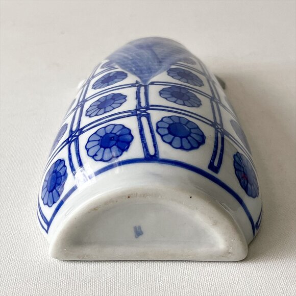 Vintage Blue and White Floral Porcelain Wall Pocket Vase - Picture 3 of 5